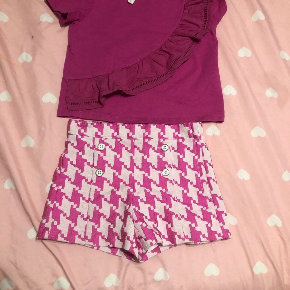 Janie and Jack girl! Ruffle top and houndstooth short